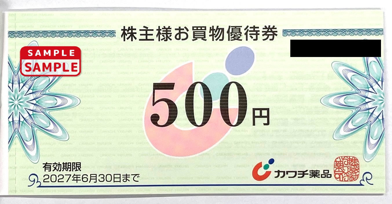カワチ薬品　株主優待券【500円券】
